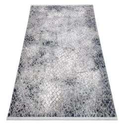 Modern Teppich REBEC Franse - zwei Ebenen aus Vlies creme / dunkelblau