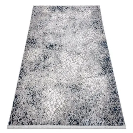Modern Teppich REBEC Franse 51117 - zwei Ebenen aus Vlies creme / dunkelblau 