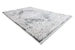 Modern Teppich REBEC Franse 51122A - zwei Ebenen aus Vlies creme / dunkelblau 
