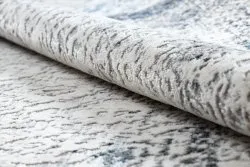 Modern Teppich REBEC Franse 51172A - zwei Ebenen aus Vlies creme / dunkelblau 