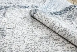 Modern Teppich REBEC Franse 51172A - zwei Ebenen aus Vlies creme / dunkelblau 