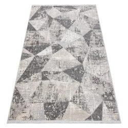 Modern Teppich REBEC Franse 51192A - zwei Ebenen aus Vlies creme / grau