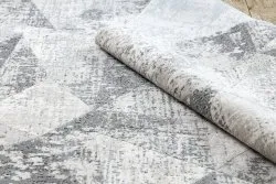 Modern Teppich REBEC Franse 51192A - zwei Ebenen aus Vlies creme / grau