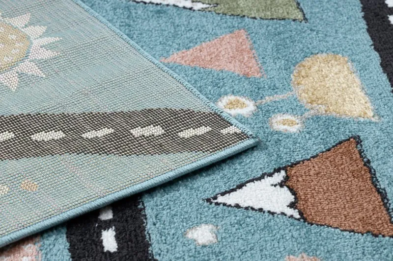 Teppich FUN Route für Kinder, Straße, Tiere blau