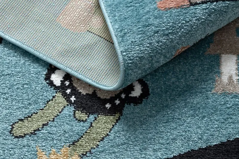 Teppich FUN Route für Kinder, Straße, Tiere blau