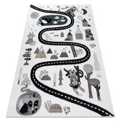 Teppich FUN Route für Kinder, Straße, Tiere creme