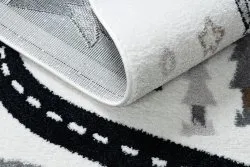 Teppich FUN Route für Kinder, Straße, Tiere creme
