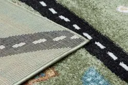 Teppich FUN Route für Kinder, Straße, Tiere grün