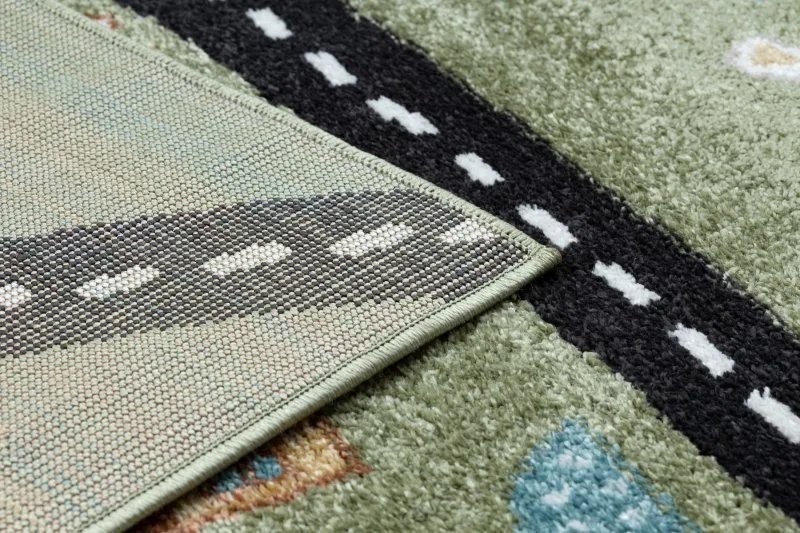 Teppich FUN Route für Kinder, Straße, Tiere grün