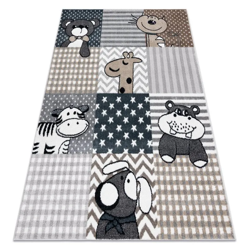 Teppich FUN Pets für Kinder, Tiere grau