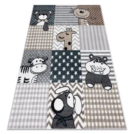Teppich FUN Pets für Kinder, Tiere grau