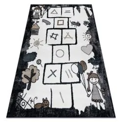 Teppich FUN Hop für Kinder, Hopse, Tiere schwarz