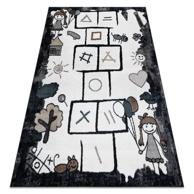 Teppich FUN Hop für Kinder, Hopse, Tiere schwarz
