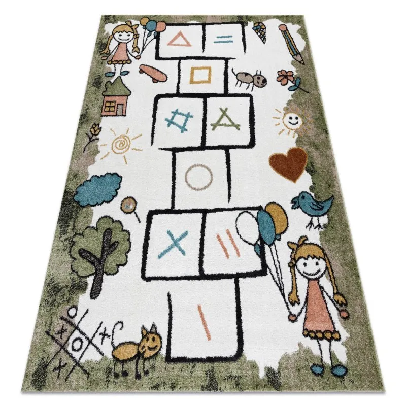 Teppich FUN Hop für Kinder, Hopse, Tiere grün