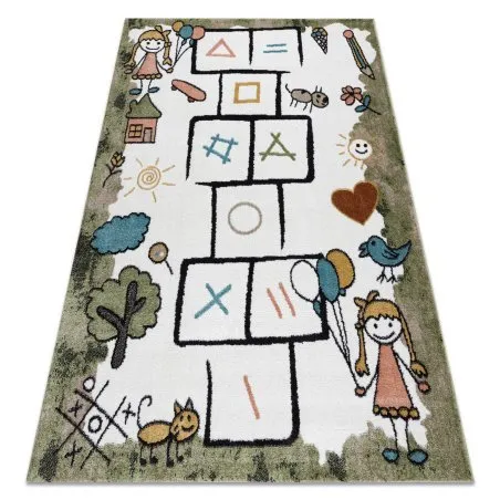 Teppich FUN Hop für Kinder, Hopse, Tiere grün