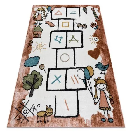 Teppich FUN Hop für Kinder, Hopse, Tiere rosa