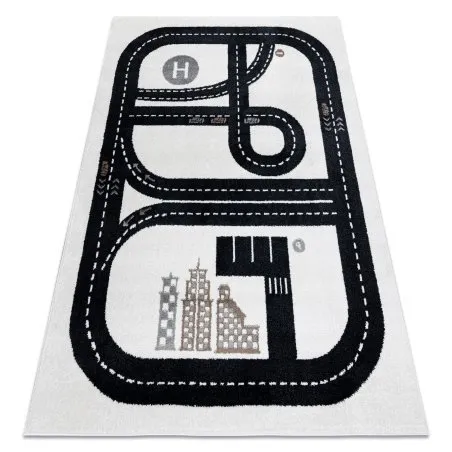 Teppich FUN Track für Kinder, Straße, Stadt creme