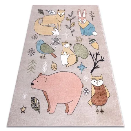 Teppich FUN Forester für Kinder, Tiere, Wald beige