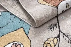 Teppich FUN Forester für Kinder, Tiere, Wald beige