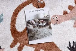 Teppich FUN Dino für Kinder, Dinosaurier creme