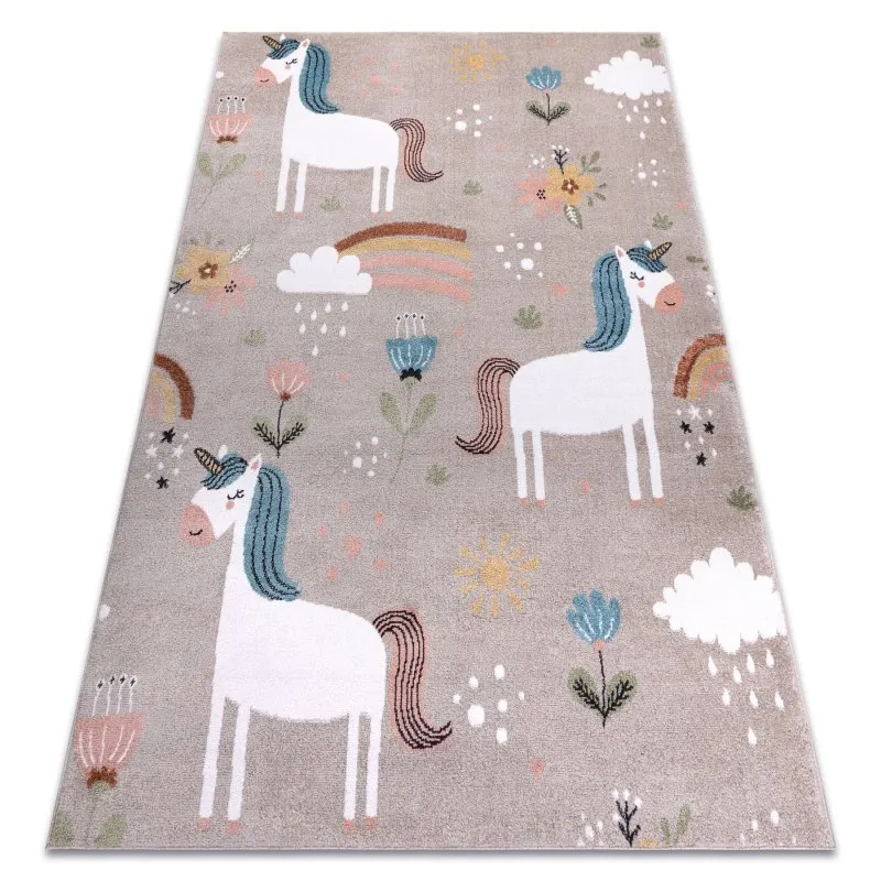 Teppich FUN Sweety für Kinder, Einhorn, Regenbogen beige