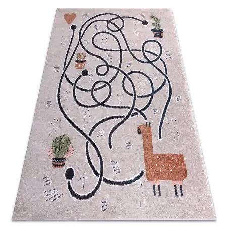 Teppich FUN Game für Kinder, Spiel, Lama beige