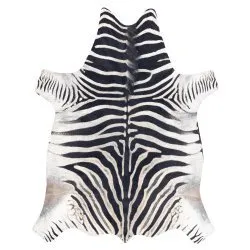 Teppich Künstliches Rindsleder, Zebra -1 weiß schwarz Leder
