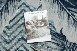 Teppich Strukturell BOTANIC 65242 Federn, Zickzack flach gewebt für Balkon, Terrasse - wasserblau