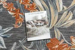 Teppich Strukturell BOTANIC 65262 Blumen, flach gewebt für Balkon, Terrasse - schwarz