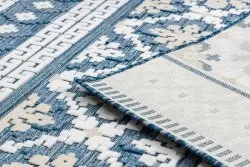 Teppich Strukturell BOTANIC 65252 Boho, flach gewebt für Balkon, Terrasse - dunkelblau
