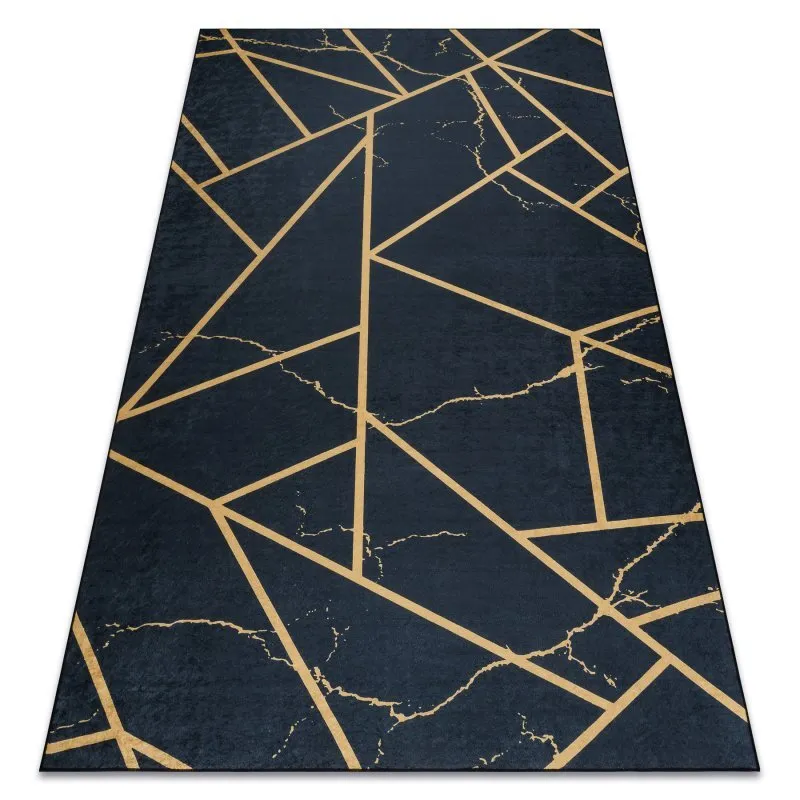ANDRE 1222 Waschteppich Marmor, geometrisch Anti-Rutsch - schwarz