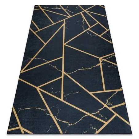ANDRE 1222 Waschteppich Marmor, geometrisch Anti-Rutsch - schwarz
