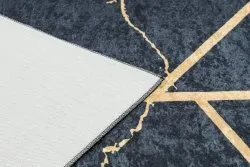 ANDRE 1222 Waschteppich Marmor, geometrisch Anti-Rutsch - schwarz