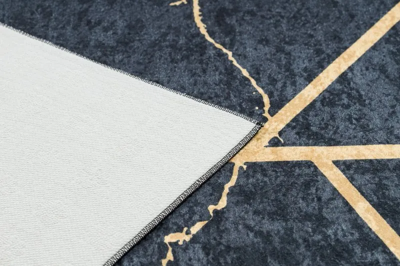 ANDRE 1222 Waschteppich Marmor, geometrisch Anti-Rutsch - schwarz