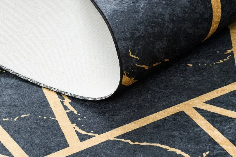 ANDRE 1222 Waschteppich Marmor, geometrisch Anti-Rutsch - schwarz
