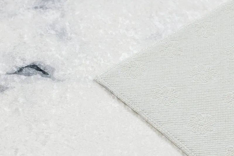 ANDRE 1220 Waschteppich Marmor, geometrisch Anti-Rutsch - weiß