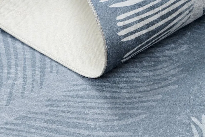 ANDRE 1148 Waschteppich Gefieder, vintage Anti-Rutsch - blau