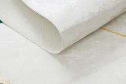 ANDRE 1150 Waschteppich Monstera-Blätter, Würfel Anti-Rutsch - weiß / gold
