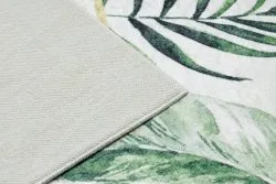 ANDRE 1168 Waschteppich Monstera-Blätter, geometrisch Anti-Rutsch - weiß / grün