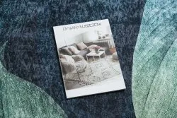 ANDRE 1170 Waschteppich Blätter, geometrisch Anti-Rutsch - blau