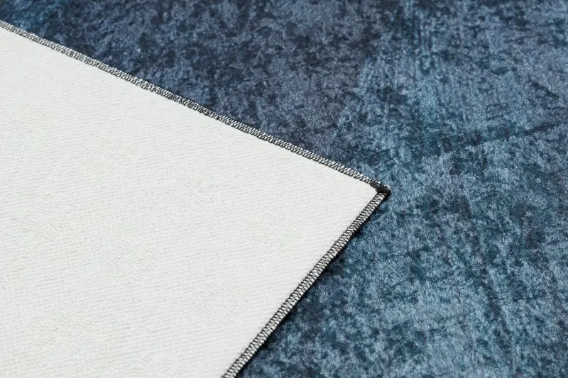 ANDRE 1170 Waschteppich Blätter, geometrisch Anti-Rutsch - blau