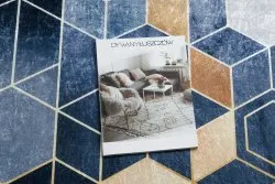 ANDRE 1216 Waschteppich Würfel, geometrisch Anti-Rutsch - blau