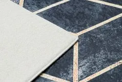 ANDRE 1171 Waschteppich Würfel, geometrisch Anti-Rutsch - schwarz / gold
