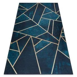 ANDRE Waschteppich Mosaik, geometrisch Anti-Rutsch - türkis / gold
