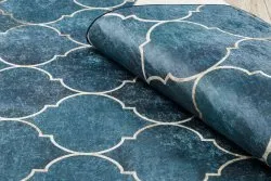 ANDRE 1181 Waschteppich Marokkanisches Spalier Anti-Rutsch - blau