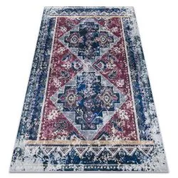 ANDRE Waschteppich orientalisch vintage Anti-Rutsch - rotwein / blau