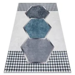 ANDRE Waschteppich Diamanten, geometrisch Anti-Rutsch - weiß / schwarz