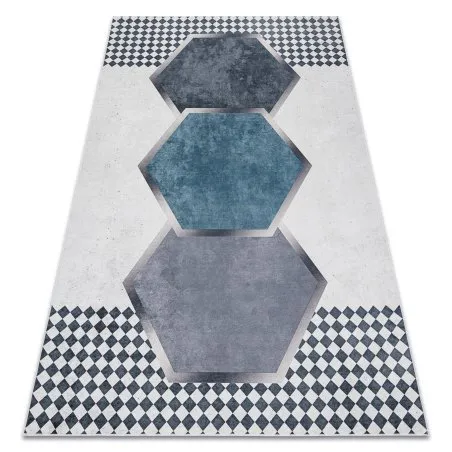 ANDRE 1863 Waschteppich Diamanten, geometrisch Anti-Rutsch - weiß / schwarz