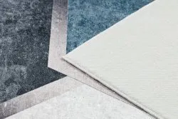 ANDRE 1863 Waschteppich Diamanten, geometrisch Anti-Rutsch - weiß / schwarz