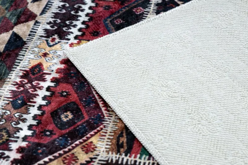 ANDRE 2305 Waschteppich orientalisch Patchwork Anti-Rutsch - rotwein / braun